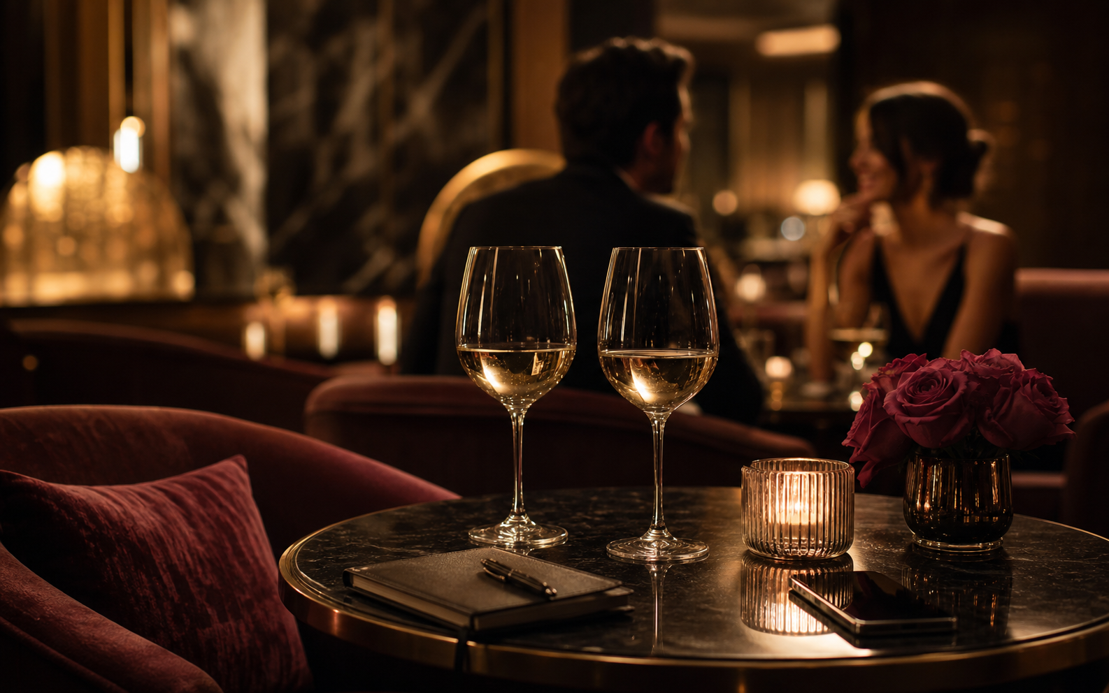 Elegant lounge setting for a dating expectations guide