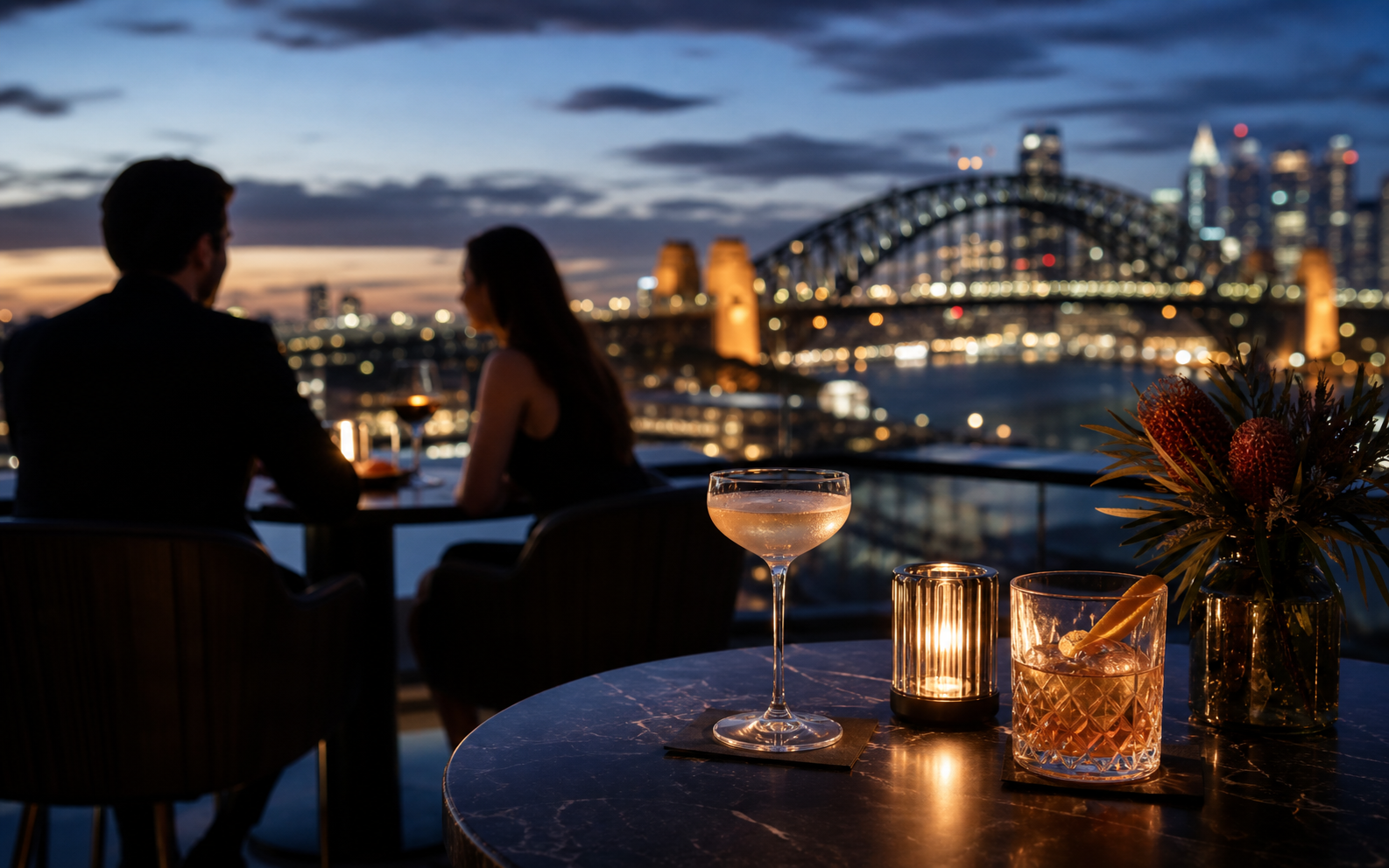 Sydney harbour evening setting for a city dating guide